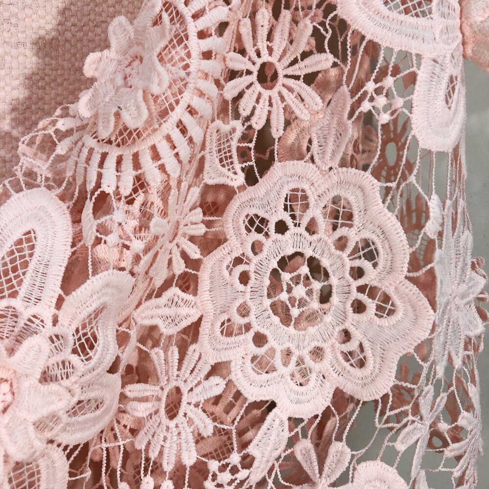 ANTHRO eri + ali Samara Lace Bell Sleeve Top in Pale Pink M - Picture 7 of 14